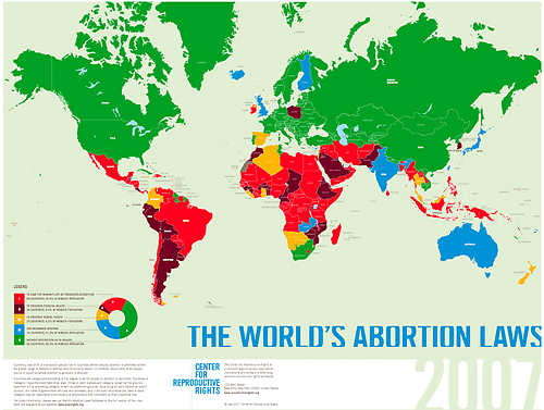 قوانین کشورهای درباره سقط جنین عمدی