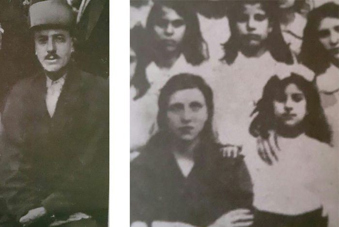 عکس سمت چپ:وثوق‌الدیوان پدر نشاط وثوقی عکس سمت راست: نشاط وثوقی ایستاده در کنار معلم خود، در کلاس سوم مدرسه ادب، مراغه، ۱۳۲۰